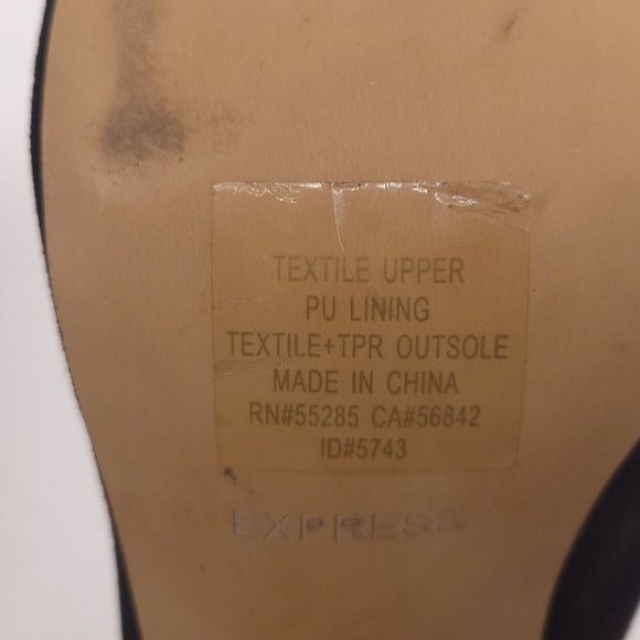 Express Womens Faux Suede Pumps Open Toe Slingback Slim Heel Black 9 - Picture 10 of 10